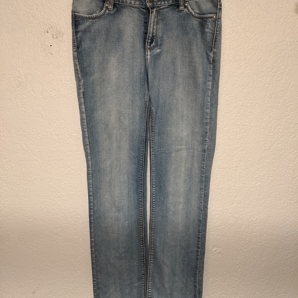 Light Blue Denim Jeans with Tan Embroidery - Picture 2 of 6